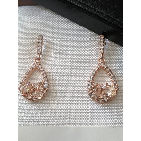 Amor Sterling Silver Earrings (Rose Gold plated, Zirconia) - Picture 2 of 6